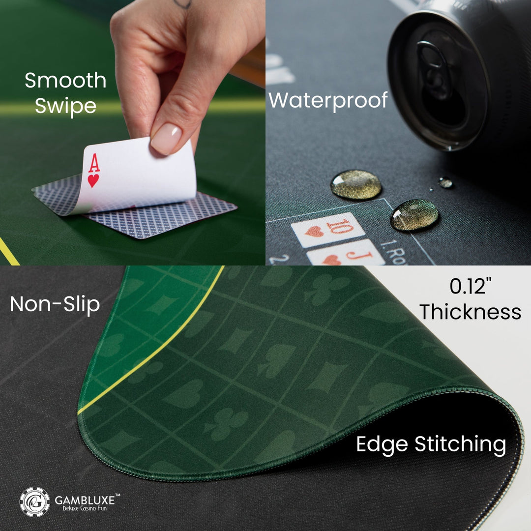 47" x 23" Green Professional Poker Mat - GAMBLUXE