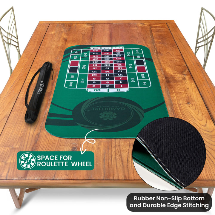 47" x 23" Green Professional Roulette Mat - GAMBLUXE