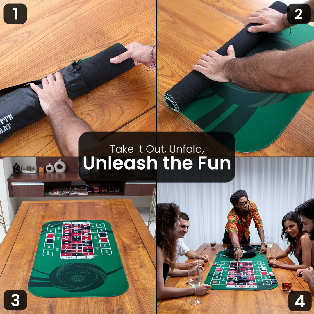 47" x 23" Green Professional Roulette Mat - GAMBLUXE