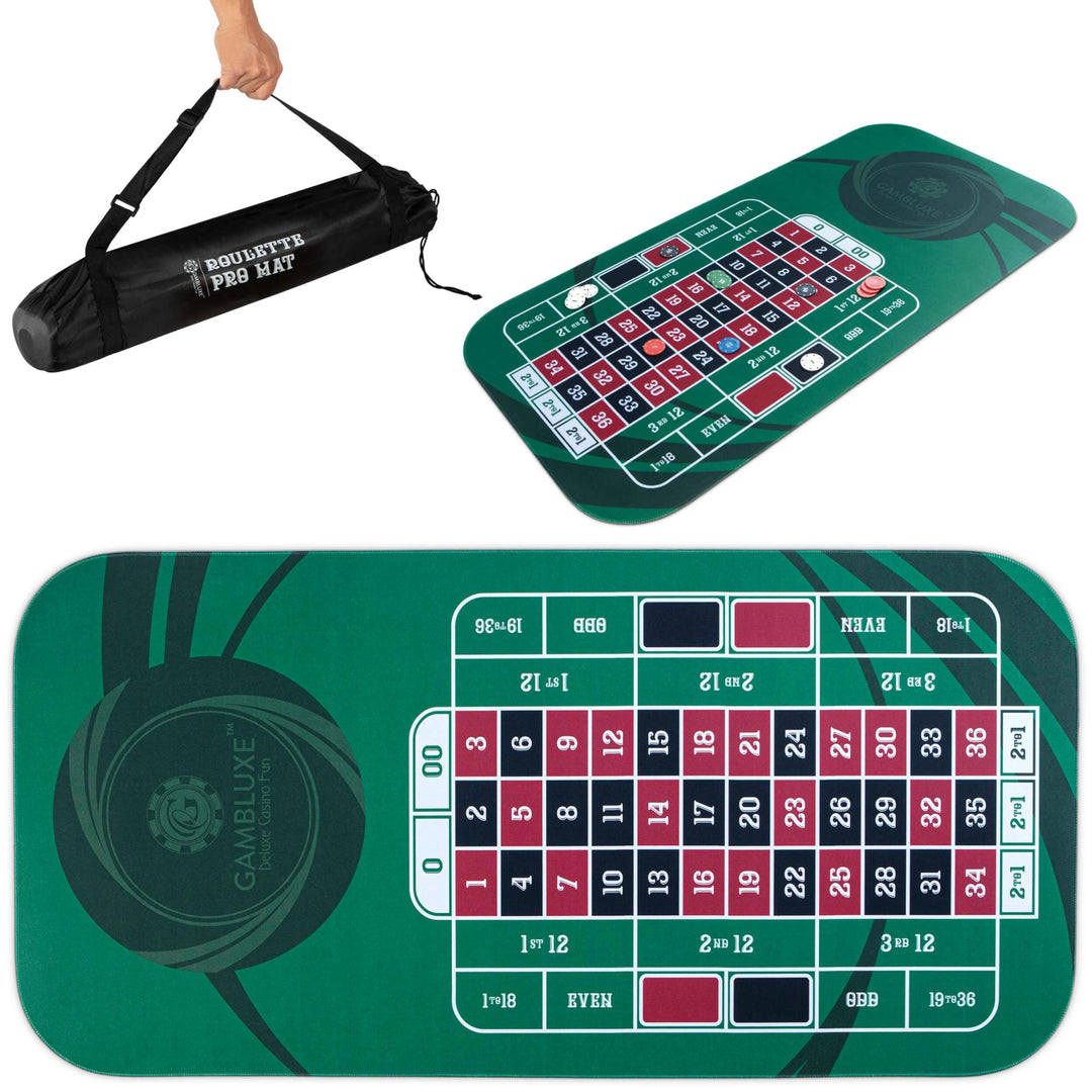 47" x 23" Green Professional Roulette Mat - GAMBLUXE
