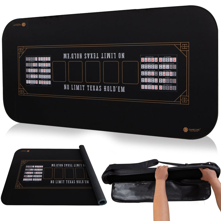 47" x 23" Midnight Elegance Black Professional Poker Mat - GAMBLUXE