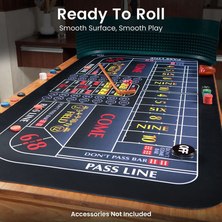 70" x 35" Double Dealer Black Craps Mat - GAMBLUXE