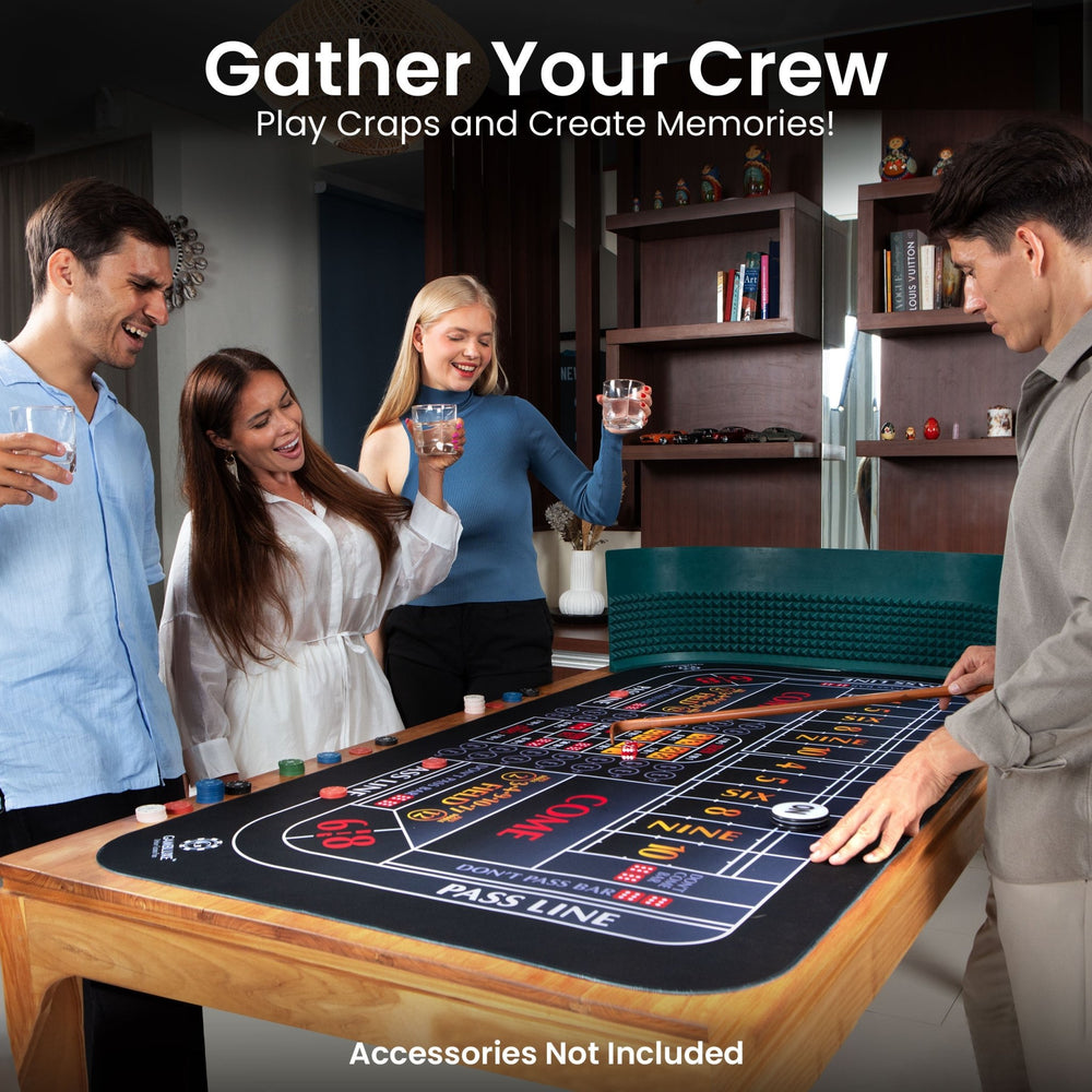 70" x 35" Double Dealer Black Craps Mat - GAMBLUXE
