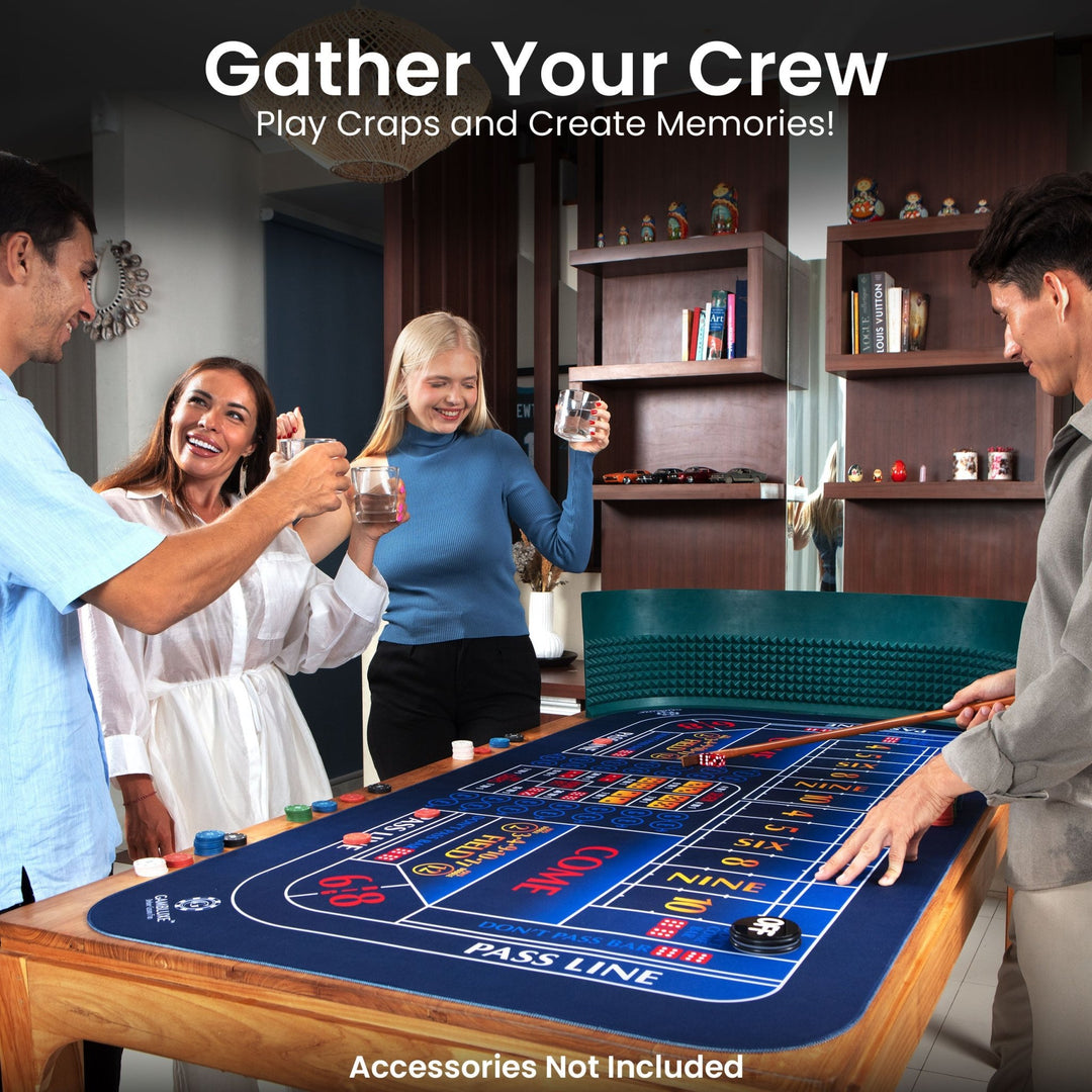 70" x 35" Double Dealer Blue Craps Mat - GAMBLUXE