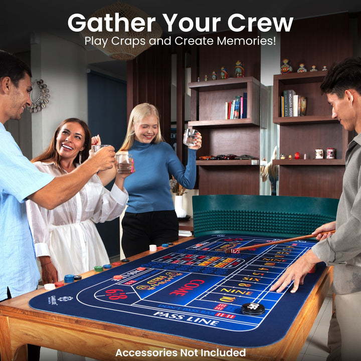 70" x 35" Double Dealer Blue Craps Mat - GAMBLUXE
