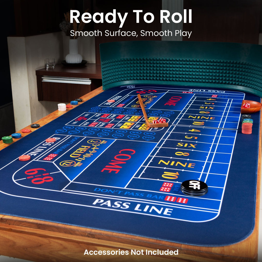70" x 35" Double Dealer Blue Craps Mat - GAMBLUXE