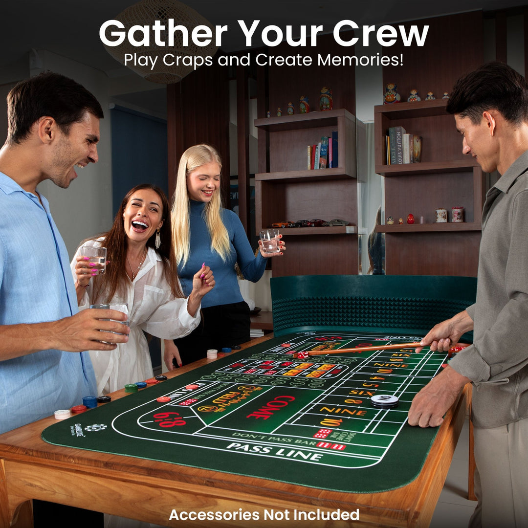 70" x 35" Double Dealer Green Craps Mat - GAMBLUXE