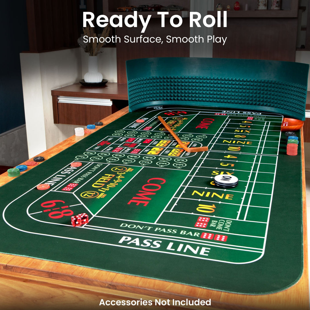70" x 35" Double Dealer Green Craps Mat - GAMBLUXE