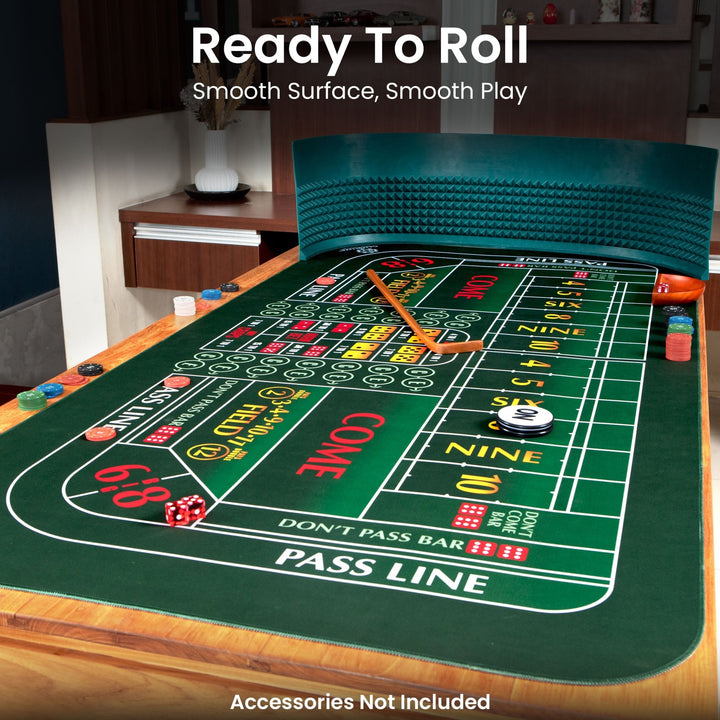 70" x 35" Double Dealer Green Craps Mat - GAMBLUXE