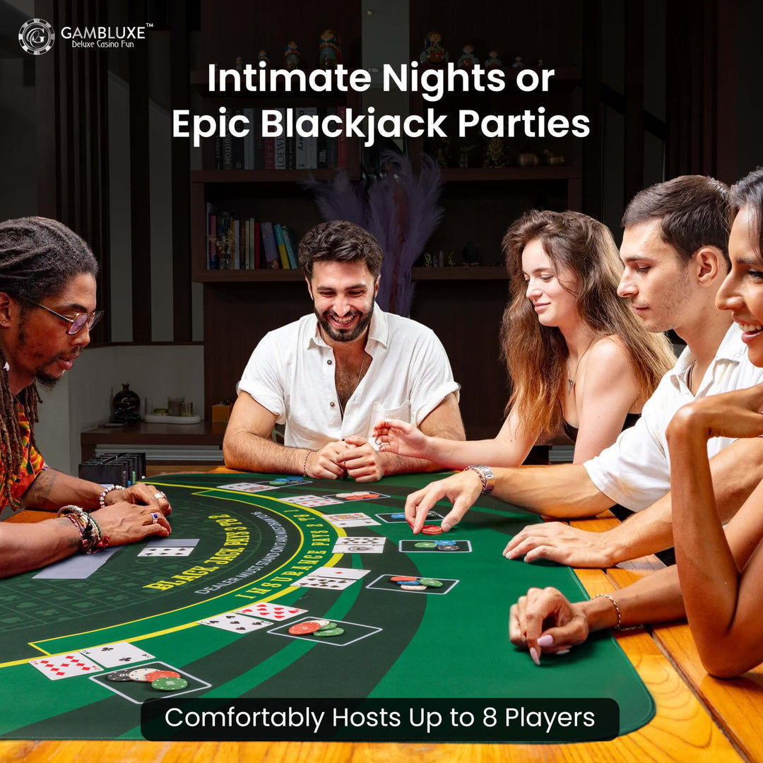 70" x 35" Green Professional Blackjack Mat - GAMBLUXE