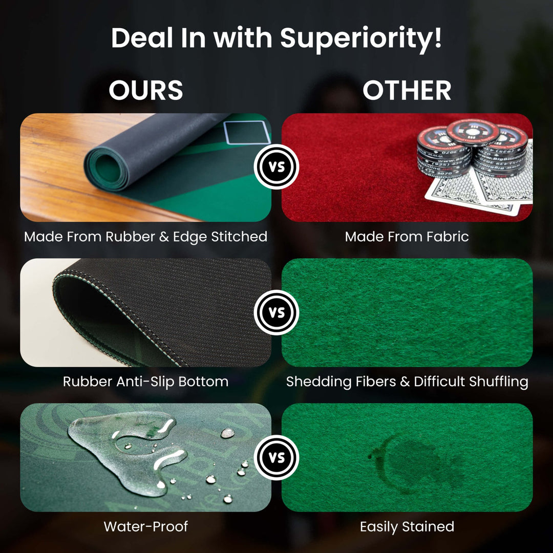 70" x 35" Green Professional Blackjack Mat - GAMBLUXE