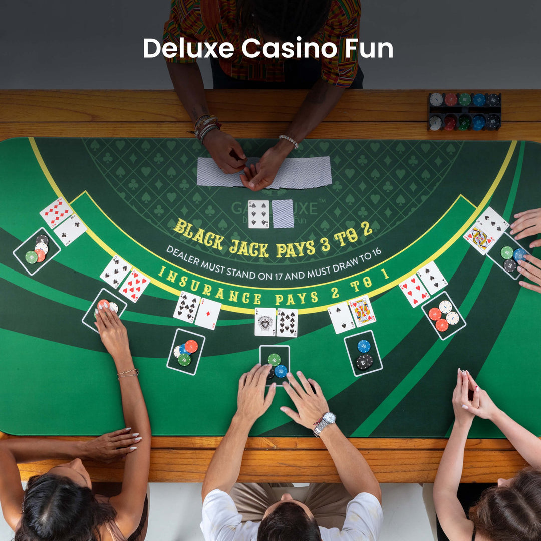 70" x 35" Green Professional Blackjack Mat - GAMBLUXE