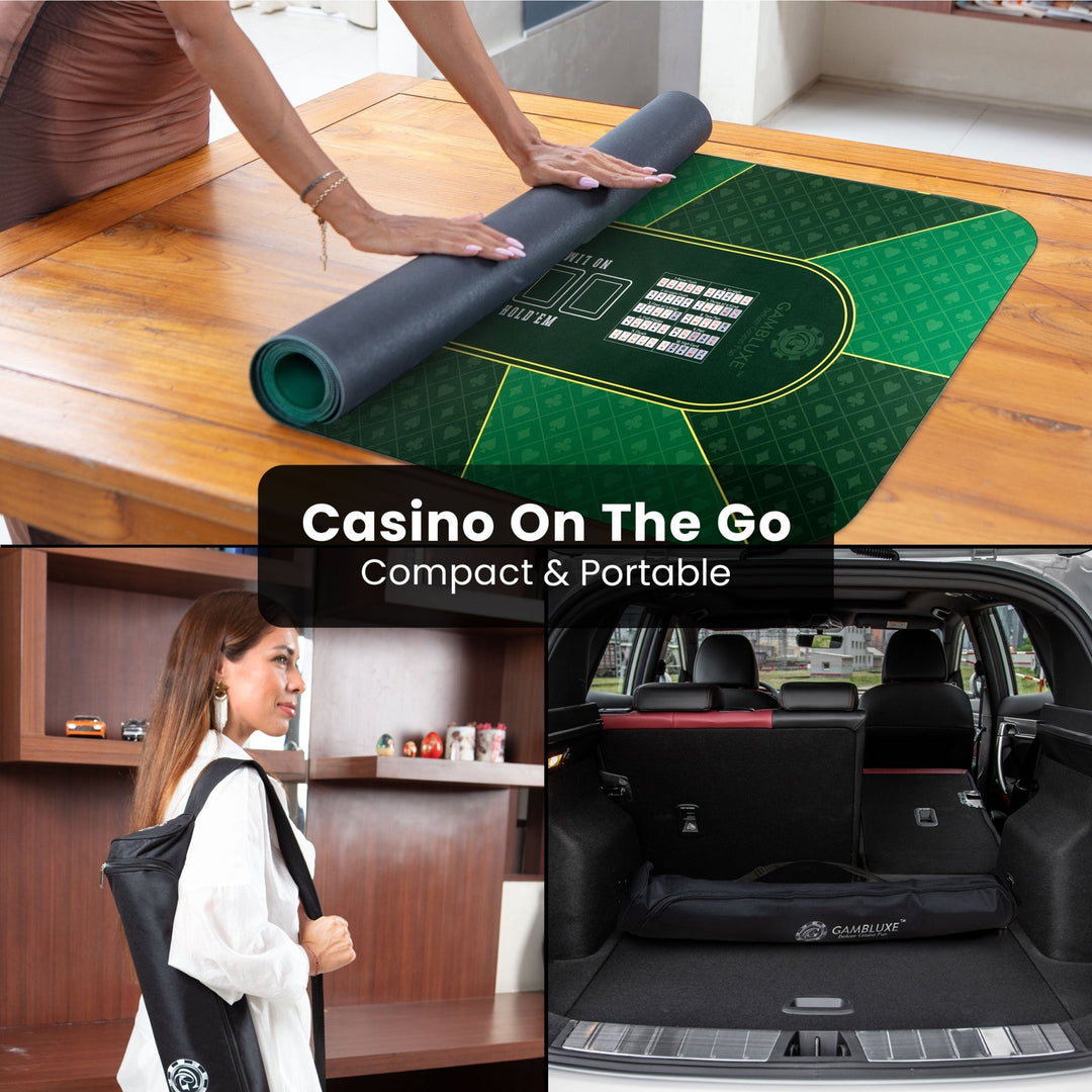 70" x 35" Green Professional Poker Mat - GAMBLUXE