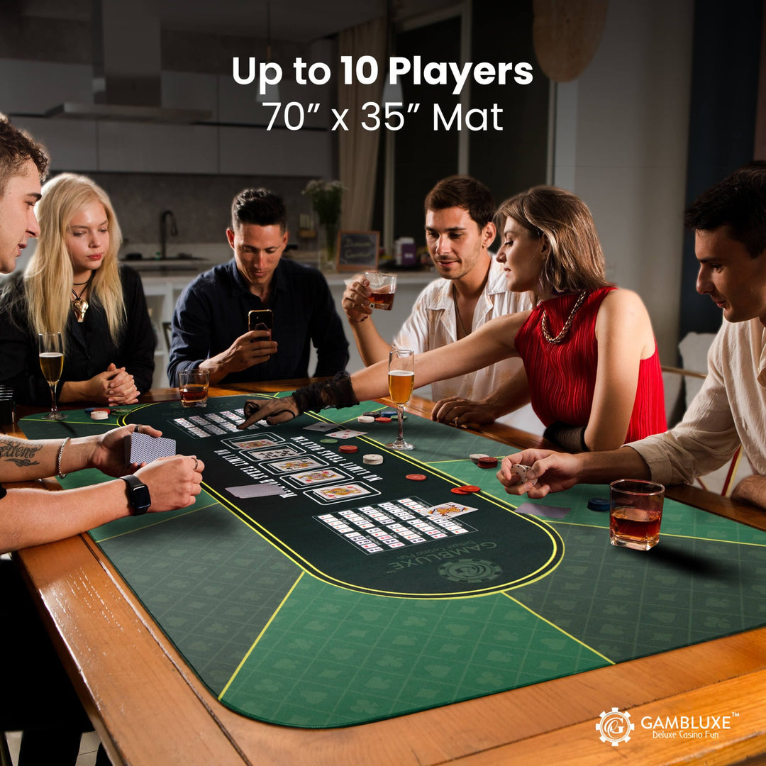 70" x 35" Green Professional Poker Mat - GAMBLUXE