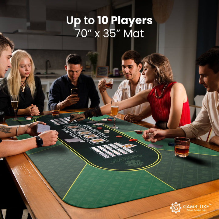 70" x 35" Green Professional Poker Mat - GAMBLUXE