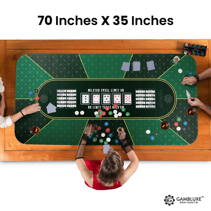 70" x 35" Green Professional Poker Mat - GAMBLUXE