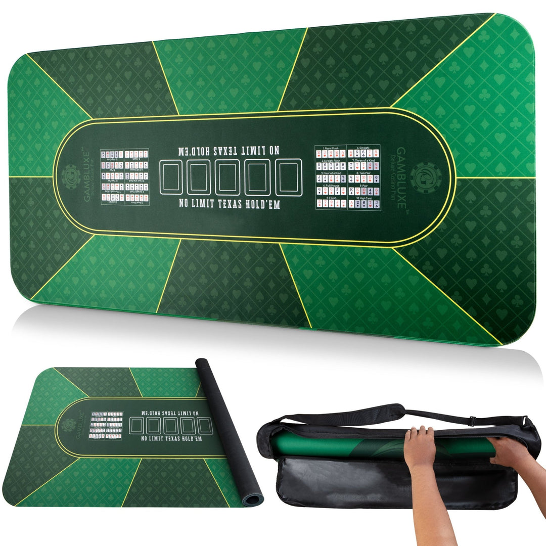 70" x 35" Green Professional Poker Mat - GAMBLUXE