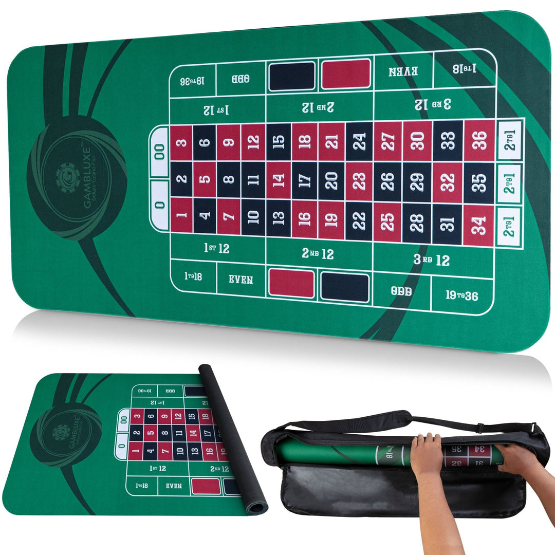 70" x 35" Green Professional Roulette Mat - GAMBLUXE