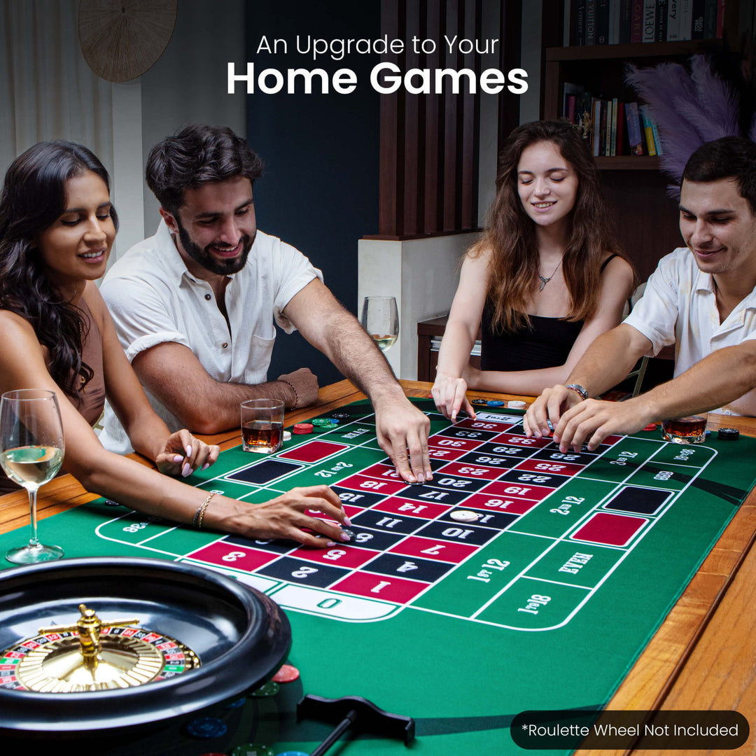 70" x 35" Green Professional Roulette Mat - GAMBLUXE