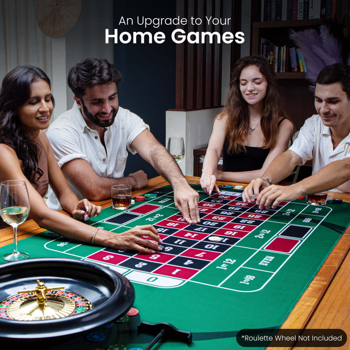 70" x 35" Green Professional Roulette Mat - GAMBLUXE
