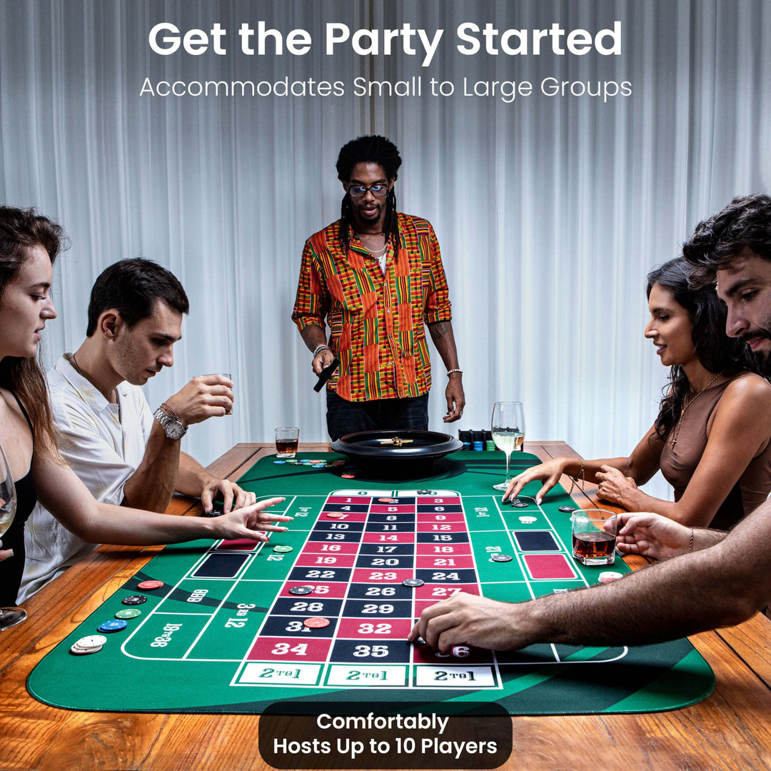 70" x 35" Green Professional Roulette Mat - GAMBLUXE