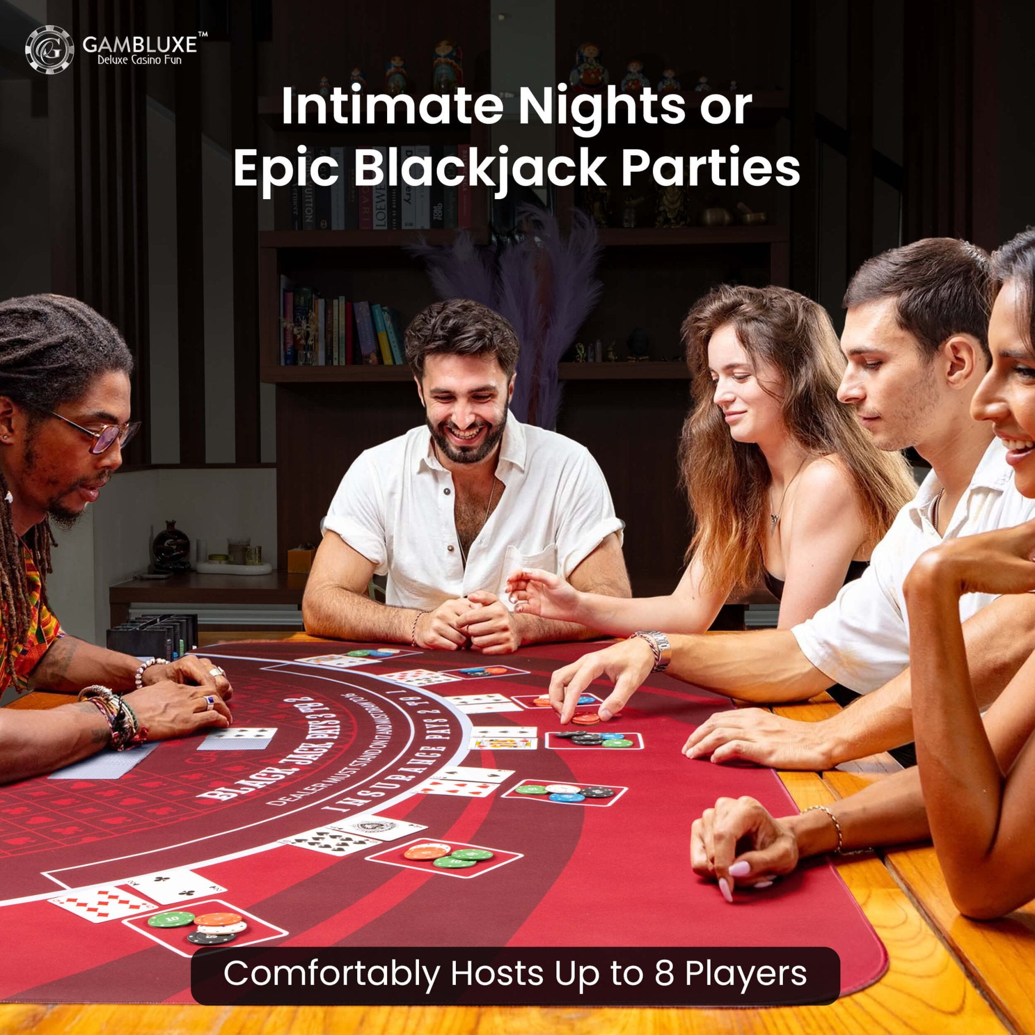 70" x 35" Red Professional Blackjack Mat - GAMBLUXE