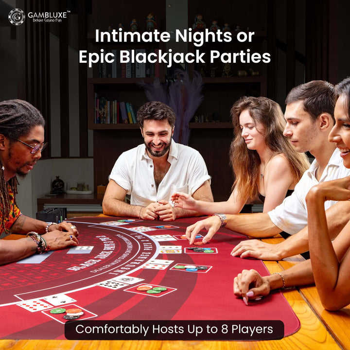 70" x 35" Red Professional Blackjack Mat - GAMBLUXE