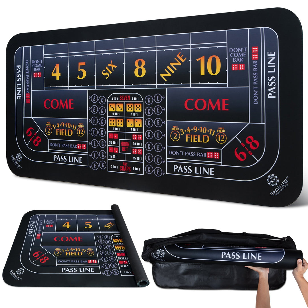 70" x 35" Single Dealer Black Craps Mat - GAMBLUXE