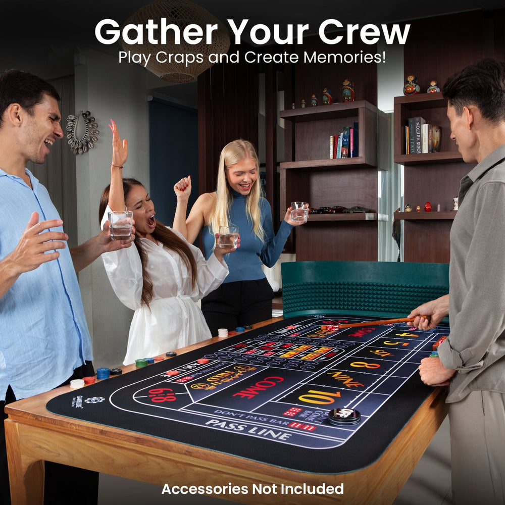 70" x 35" Single Dealer Black Craps Mat - GAMBLUXE