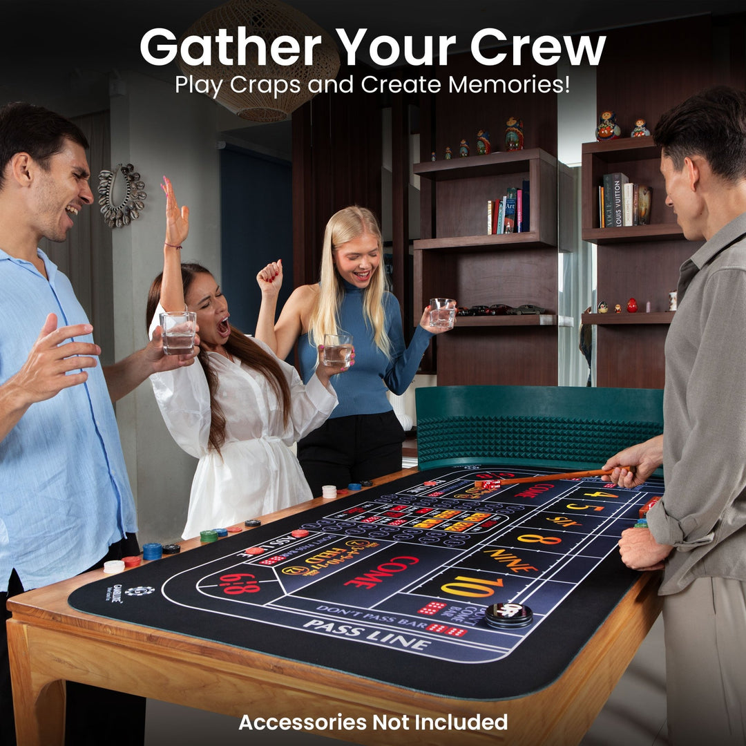 70" x 35" Single Dealer Black Craps Mat - GAMBLUXE