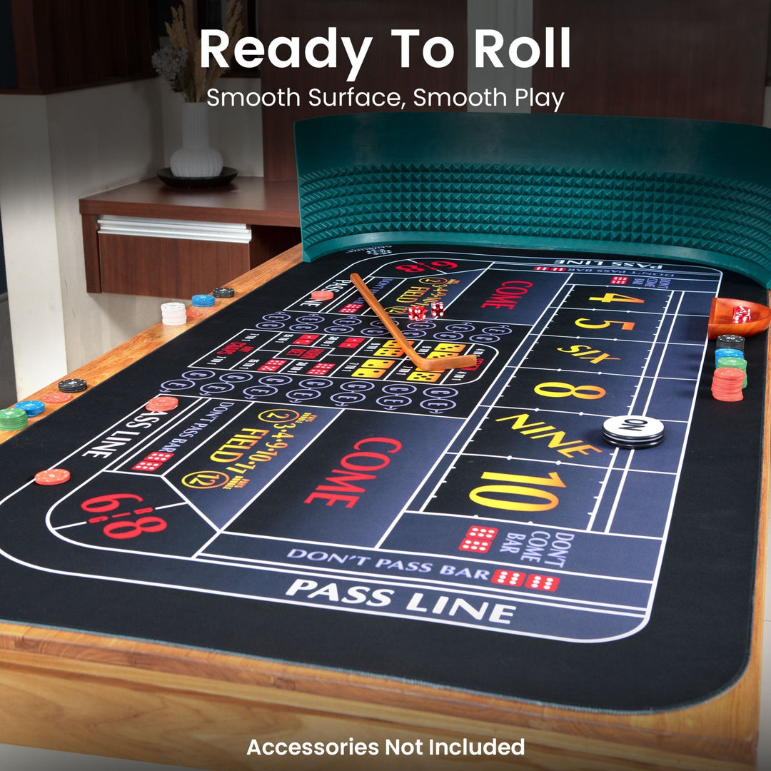 70" x 35" Single Dealer Black Craps Mat - GAMBLUXE