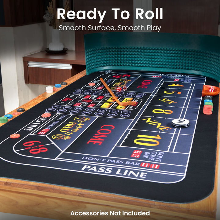 70" x 35" Single Dealer Black Craps Mat - GAMBLUXE