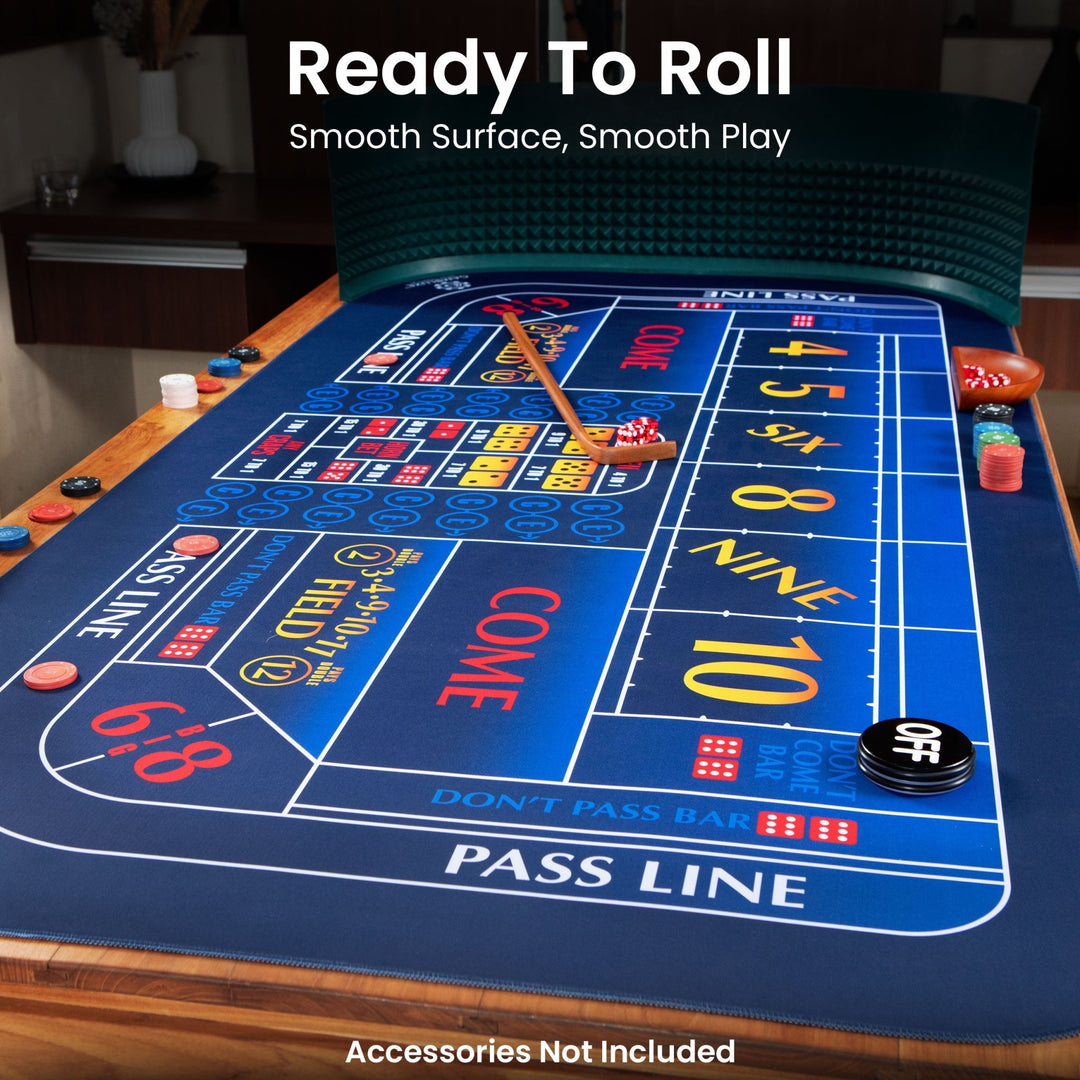 70" x 35" Single Dealer Blue Craps Mat - GAMBLUXE