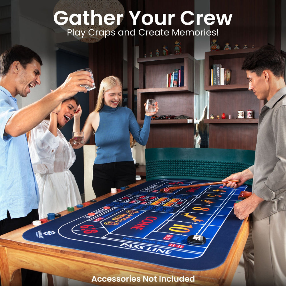 70" x 35" Single Dealer Blue Craps Mat - GAMBLUXE