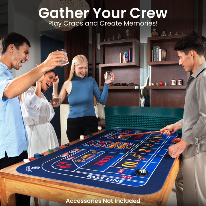 70" x 35" Single Dealer Blue Craps Mat - GAMBLUXE