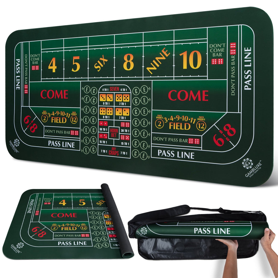 70" x 35" Single Dealer Green Craps Mat - GAMBLUXE