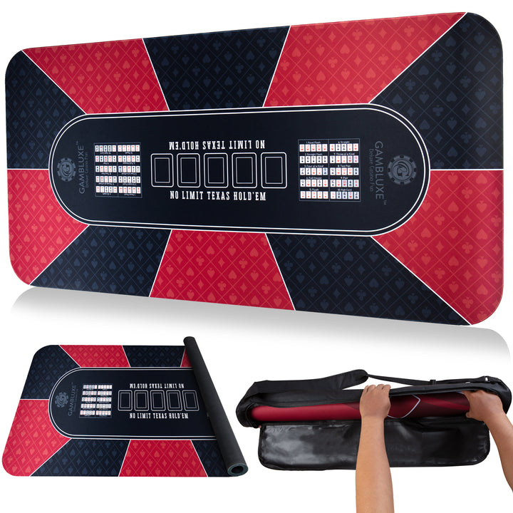 70" x 35" Red & Black Professional Poker Mat